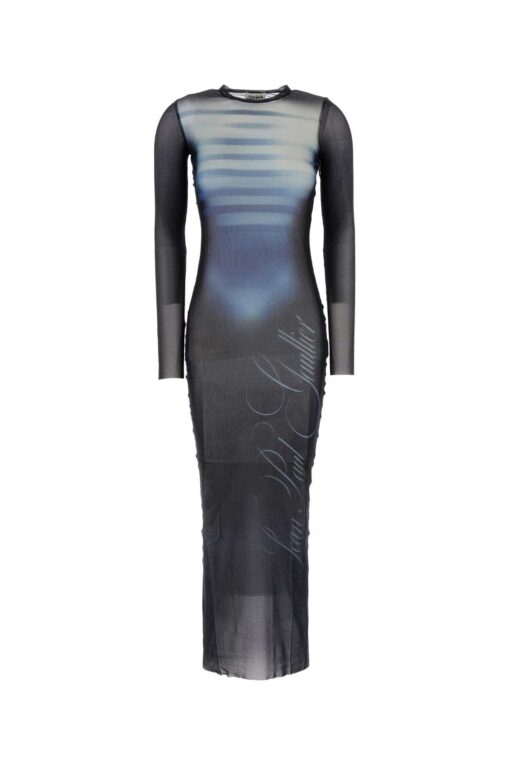 MESH CREW NECK LONG DRESS PRINTED LE MALE