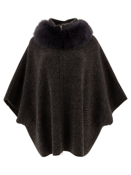 Wool and cashmere poncho