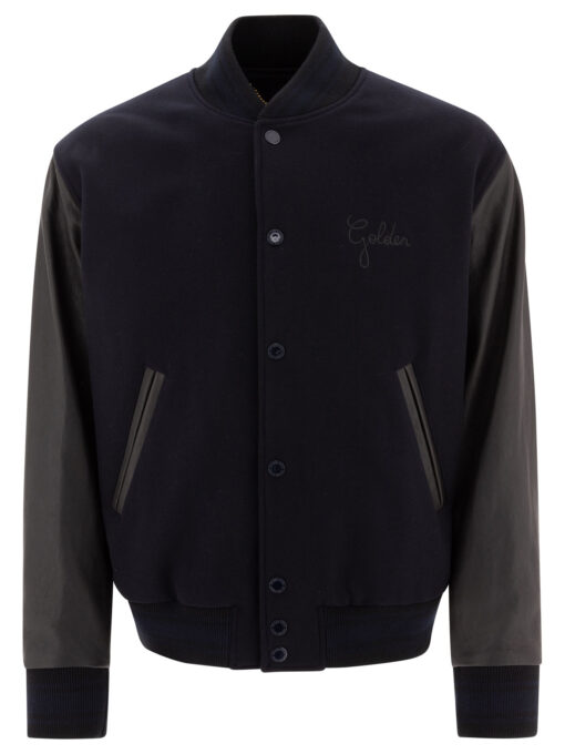 Wool and leather bomber jacket