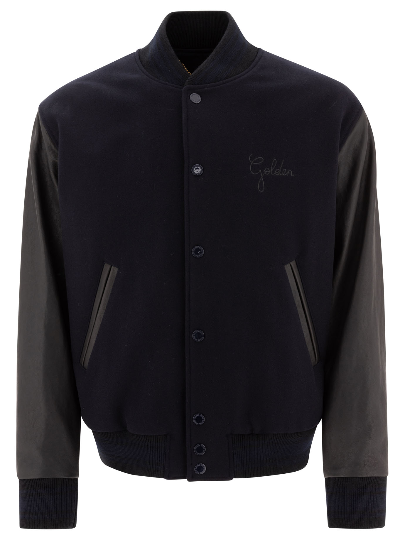 Wool and leather bomber jacket