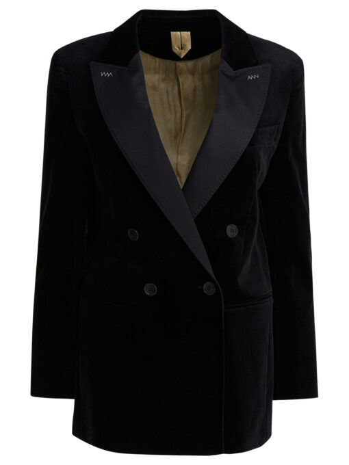 Double-breasted velvet blazer
