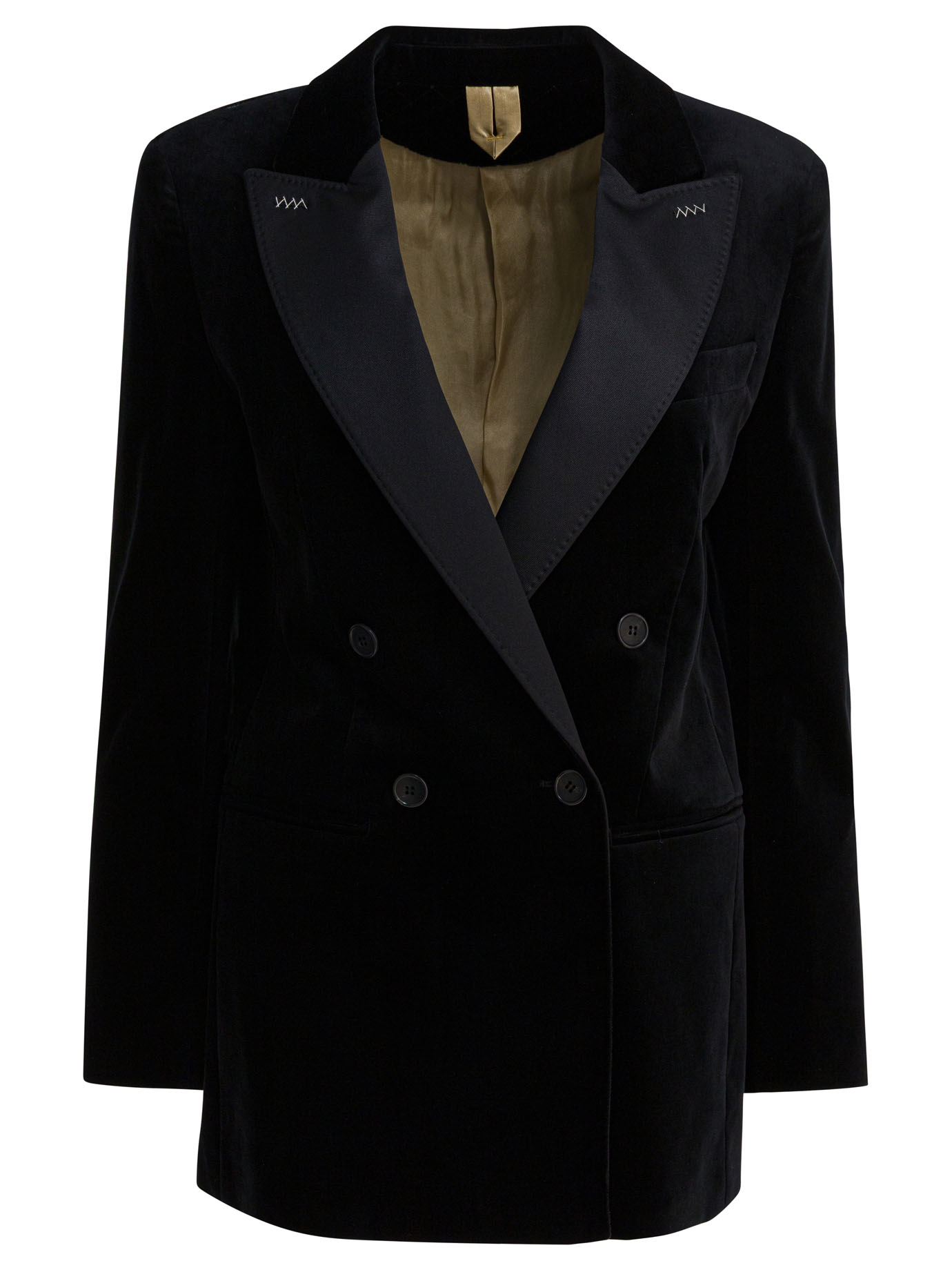 Double-breasted velvet blazer