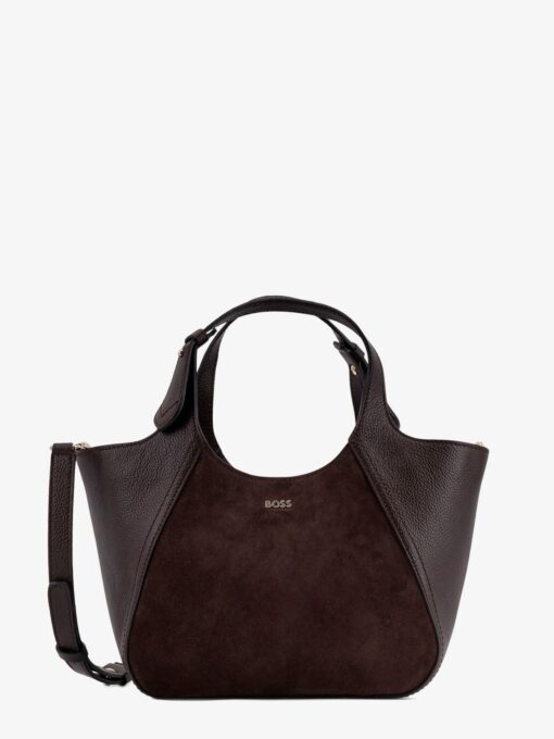 Suede and leather shoulder bag