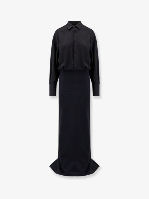 Wool and satin long dress
