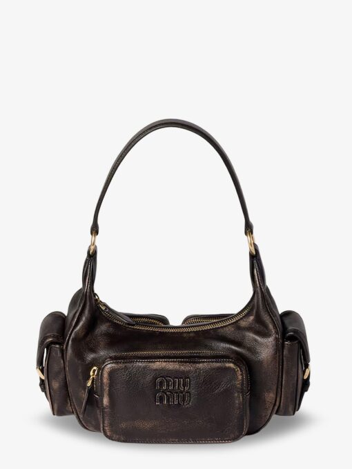 Pocket leather shoulder bag