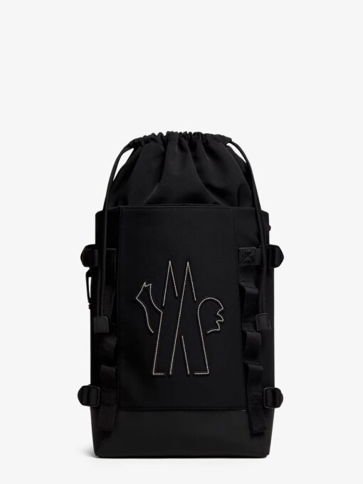 Nylon backpack with logo patch