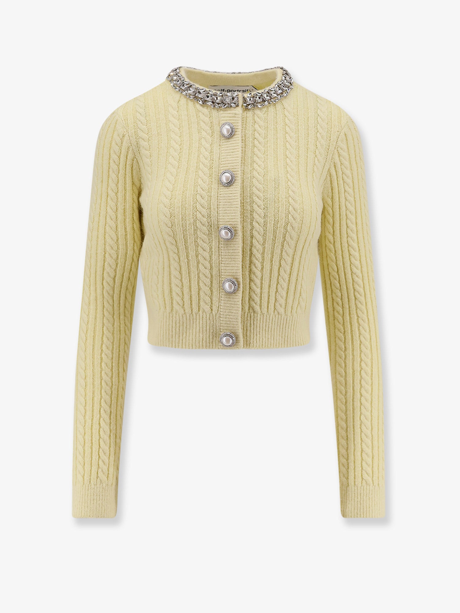 Wool blend cardigan with rhinestones