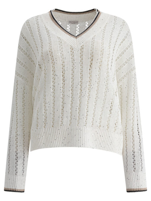 "Daxxling Ribbed Net" Sweater in Linen