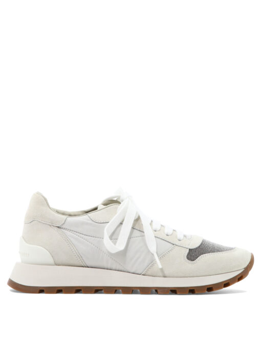 Suede and techno fabric "Runners" sneakers with Precious Toe
