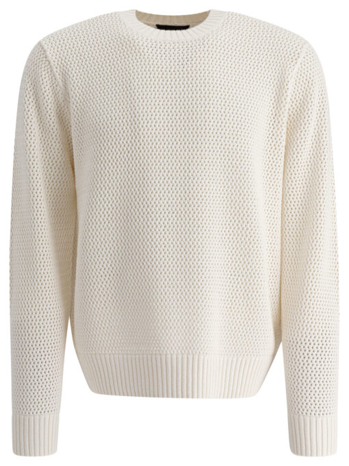 Perforated crew neck sweater