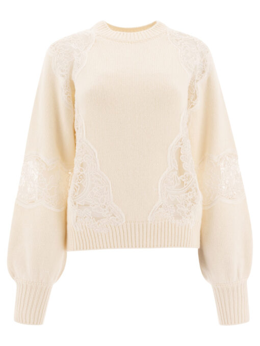 Sweater with lace inserts