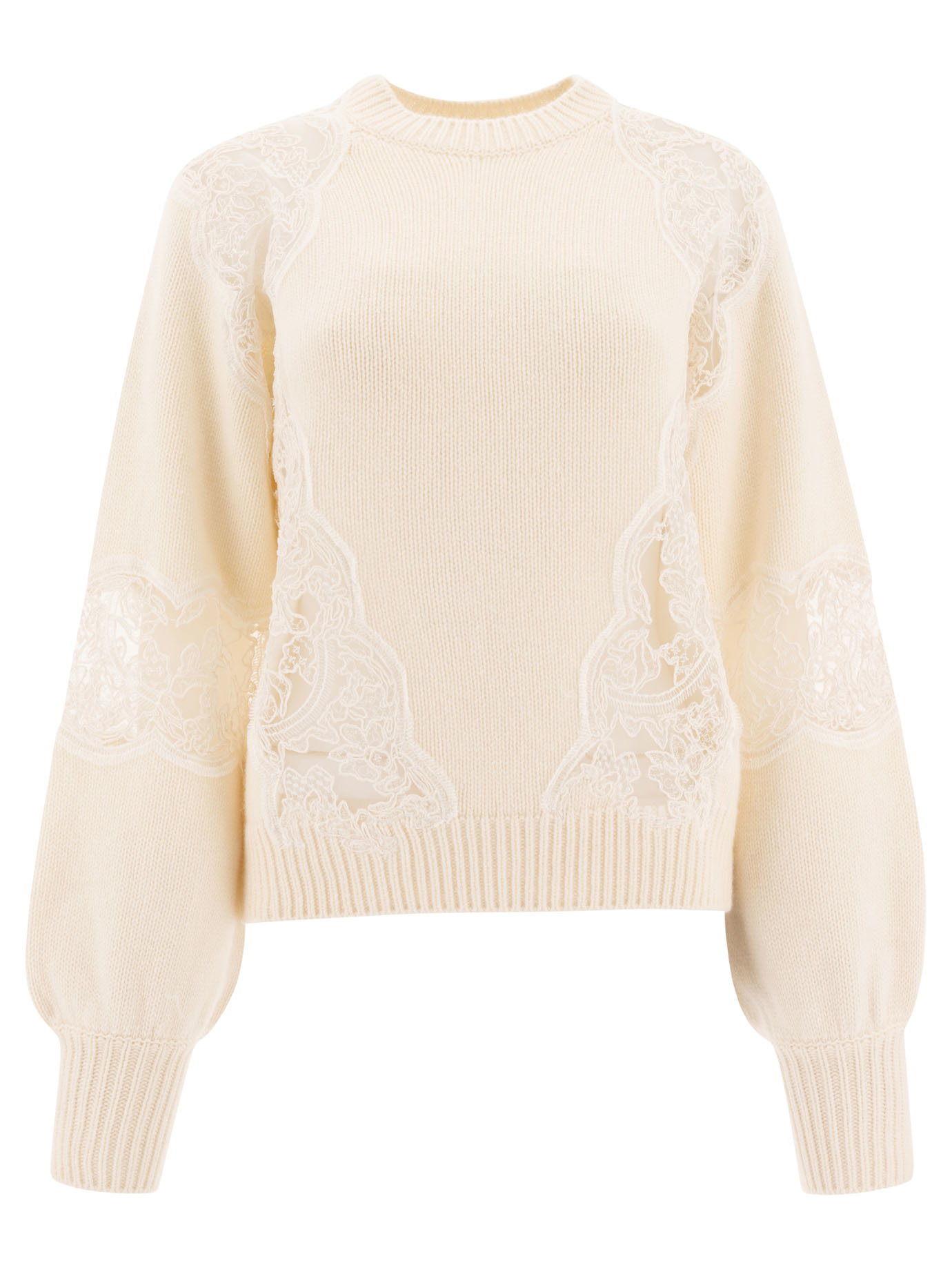 Sweater with lace inserts
