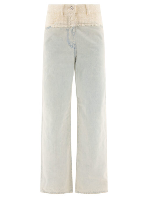Oversized denim and tweed mixed jeans with 4G detail