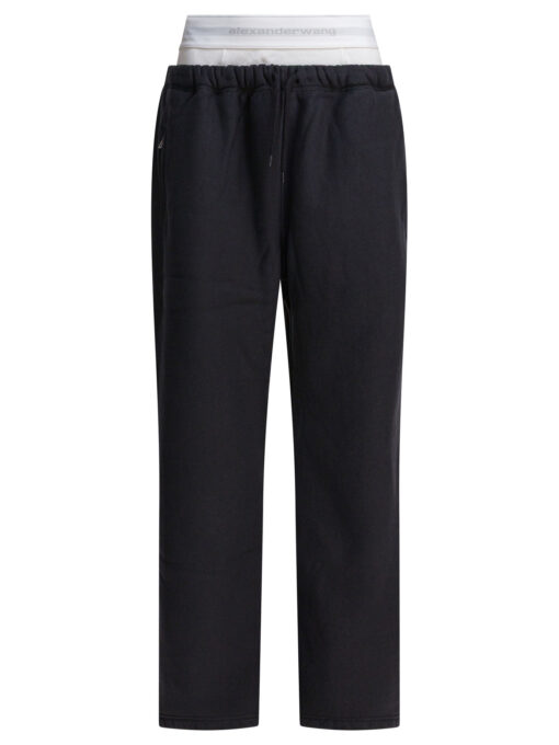 WIDE LEG SWEATPANT W/ LOGO ELASTIC EXPOSED BRIEF