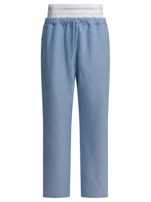 WIDE LEG SWEATPANT W/ LOGO ELASTIC EXPOSED BRIEF
