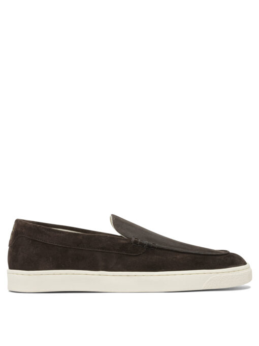 Chevron-effect suede loafers