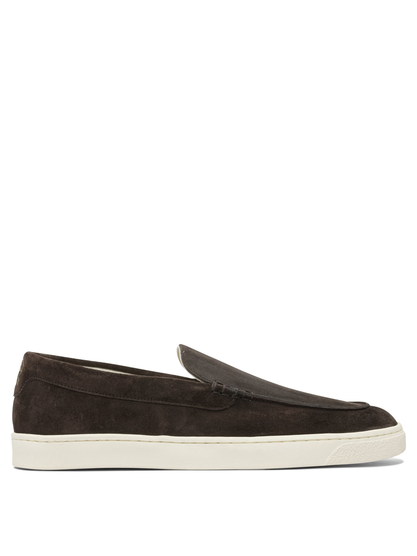 Chevron-effect suede loafers