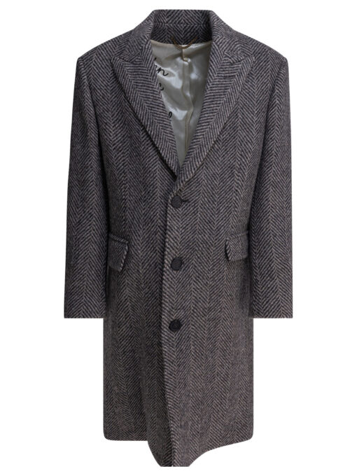 Single-breasted herringbone coat