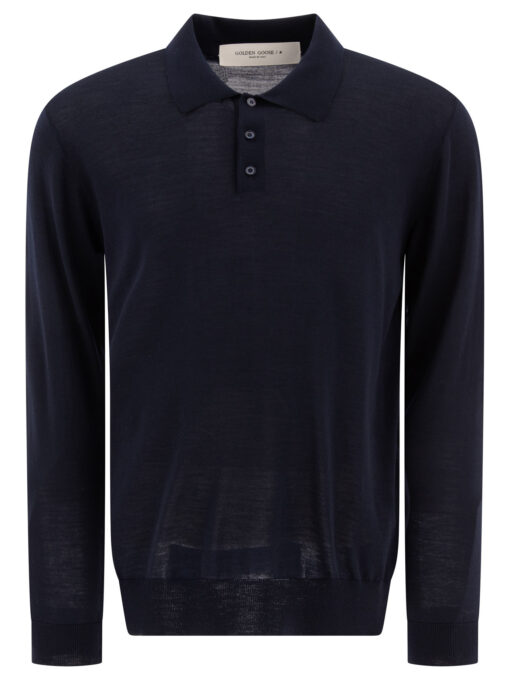 Wool long-sleeved polo shirt