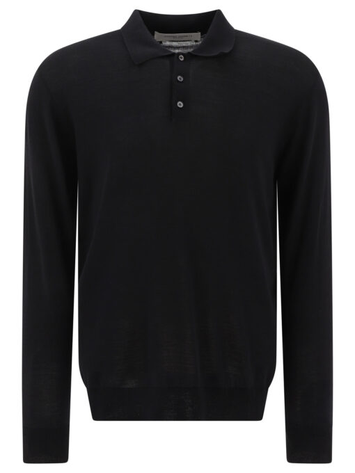 Wool long-sleeved polo shirt