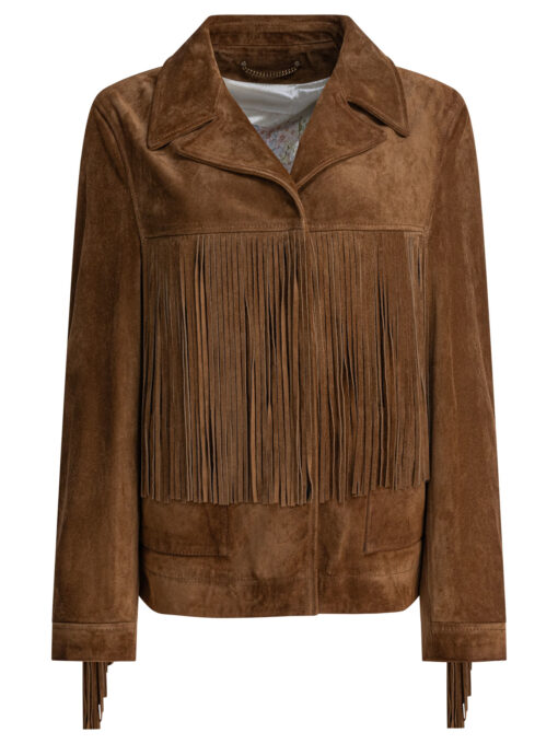 Suede jacket with bangs