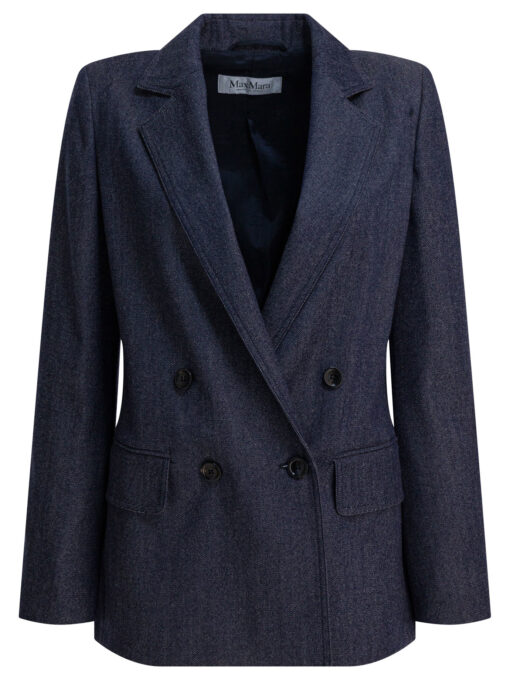 Denim-effect double-breasted blazer