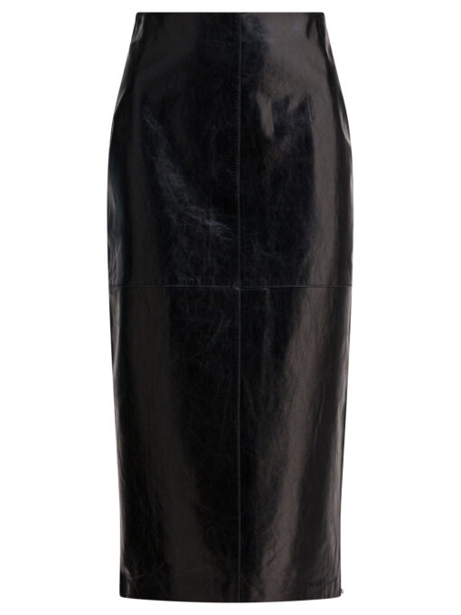 Leather midi skirt