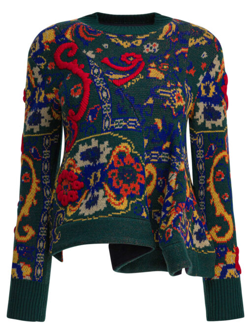 Floral jacquard knit sweater