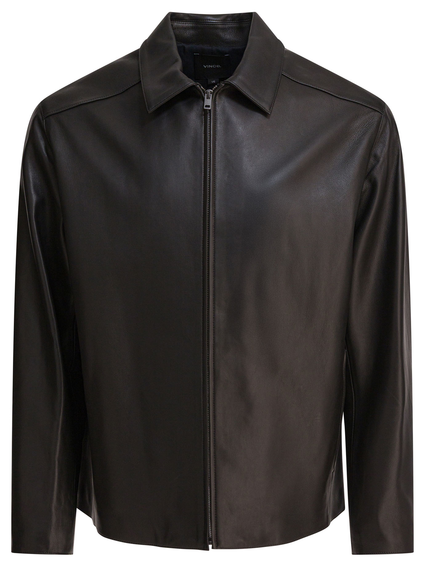 Leather jacket with zipper