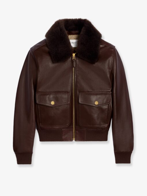 Leather jacket with removable collar