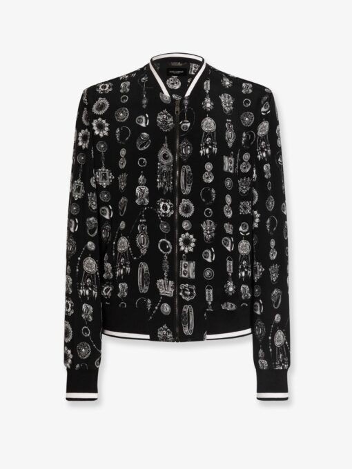 Silk bomber with icnic print