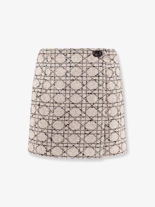 Macrocannage cotton blend tweed shorts