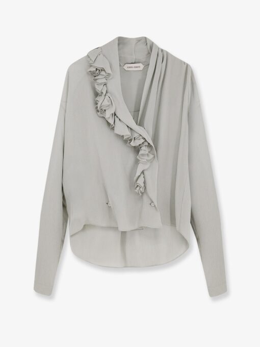 Crepe shirt with rouches