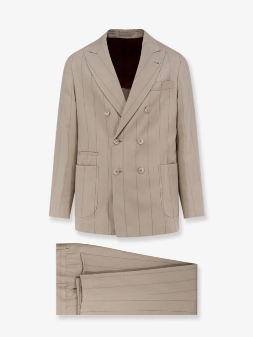 Silk suit with pinstripe motif