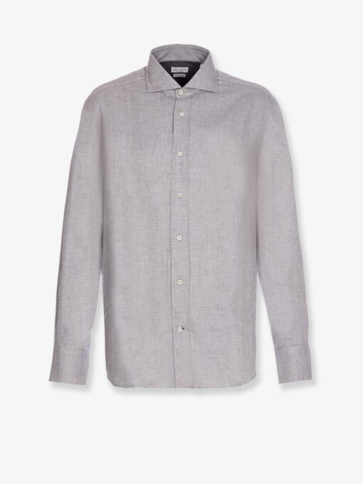 Cotton blend slim fit shirt