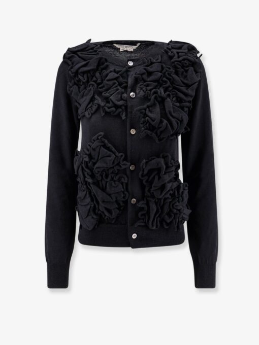 Wool cardigan with ruffled detail