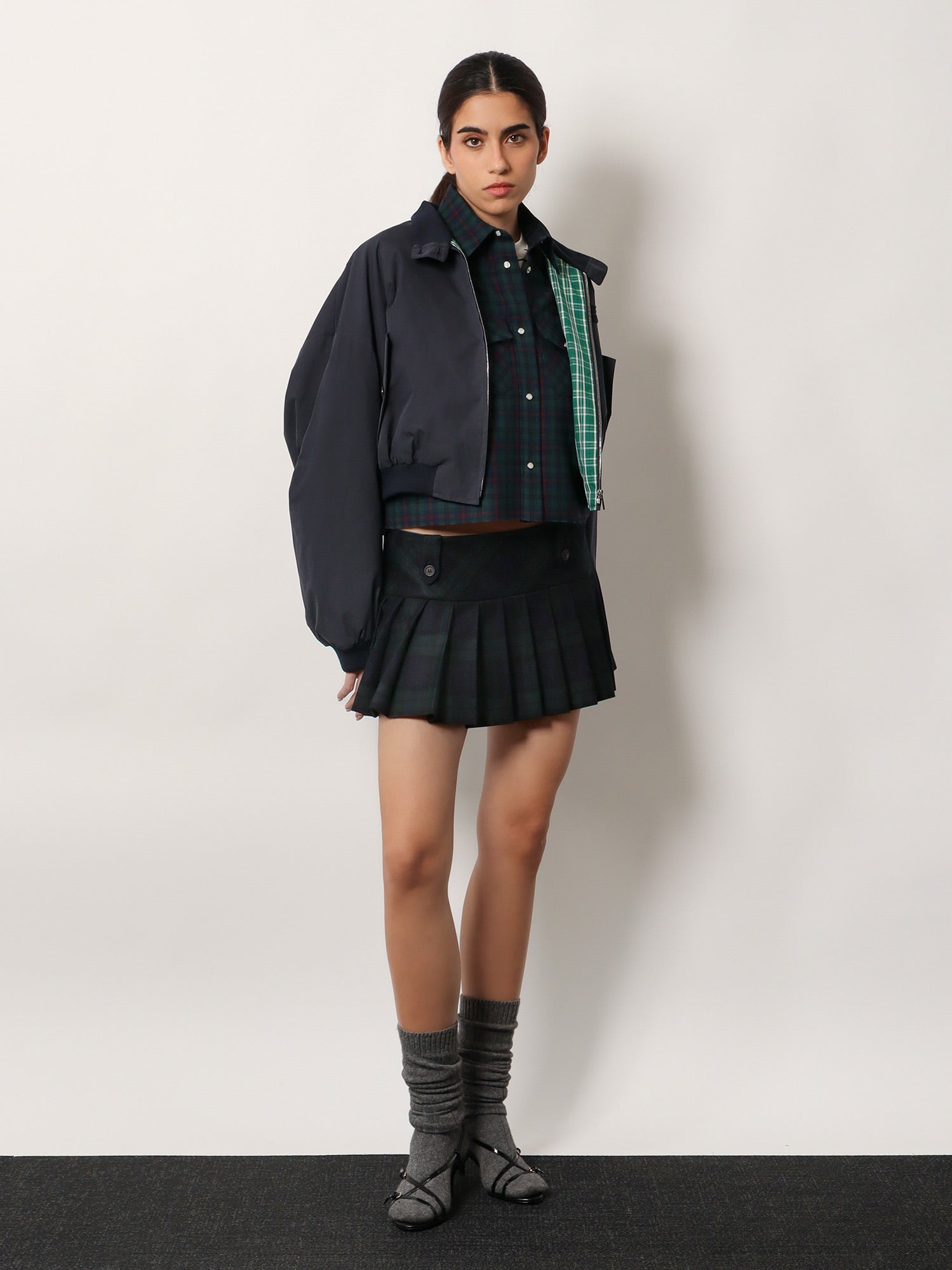 Check virgin wool mini skirt - Image 2