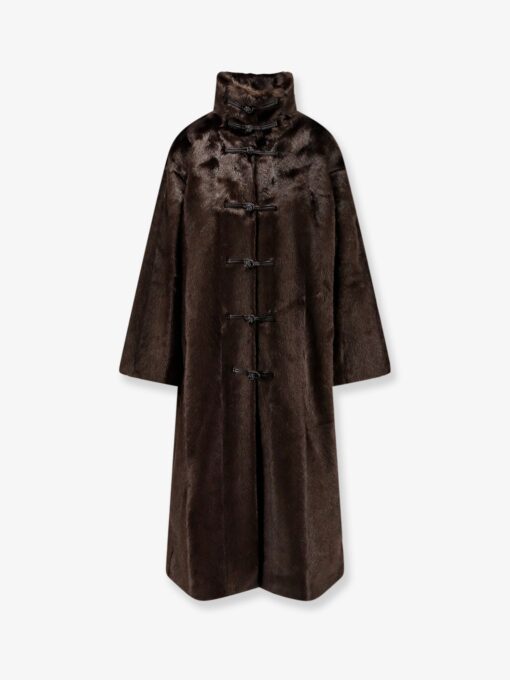 Mandarin faux fur coat