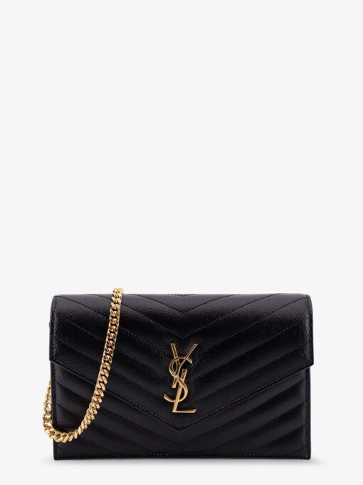 Envelope leather wallet crossbody bag with chain shoulder strap