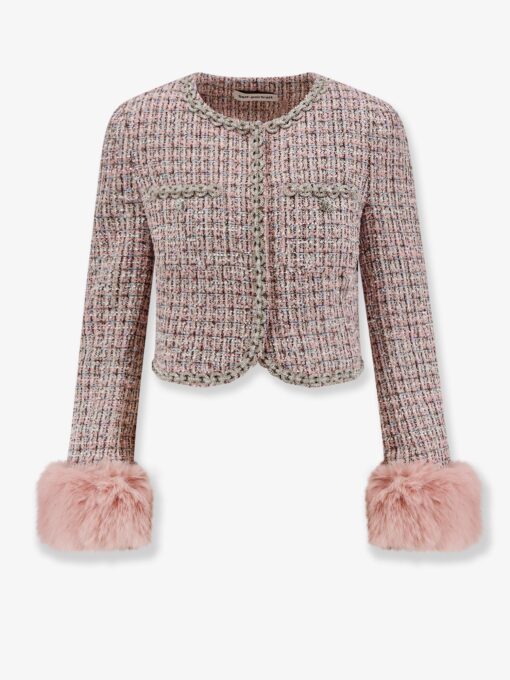 Bouclé fabric blazer with jewels profiles