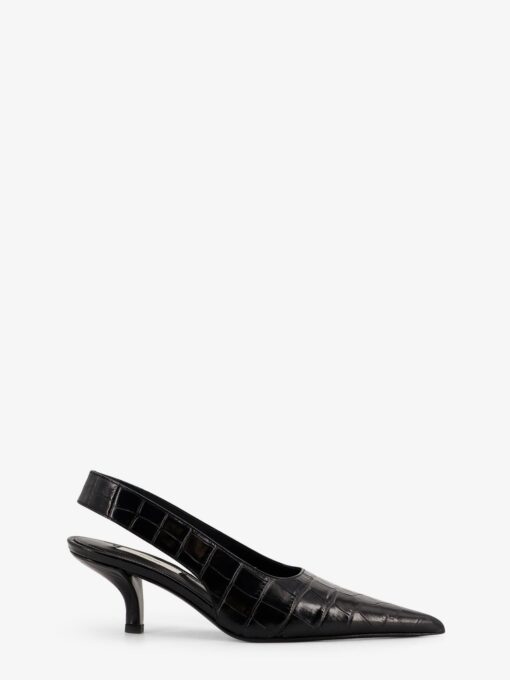 Leather slingback pumps with croco effect