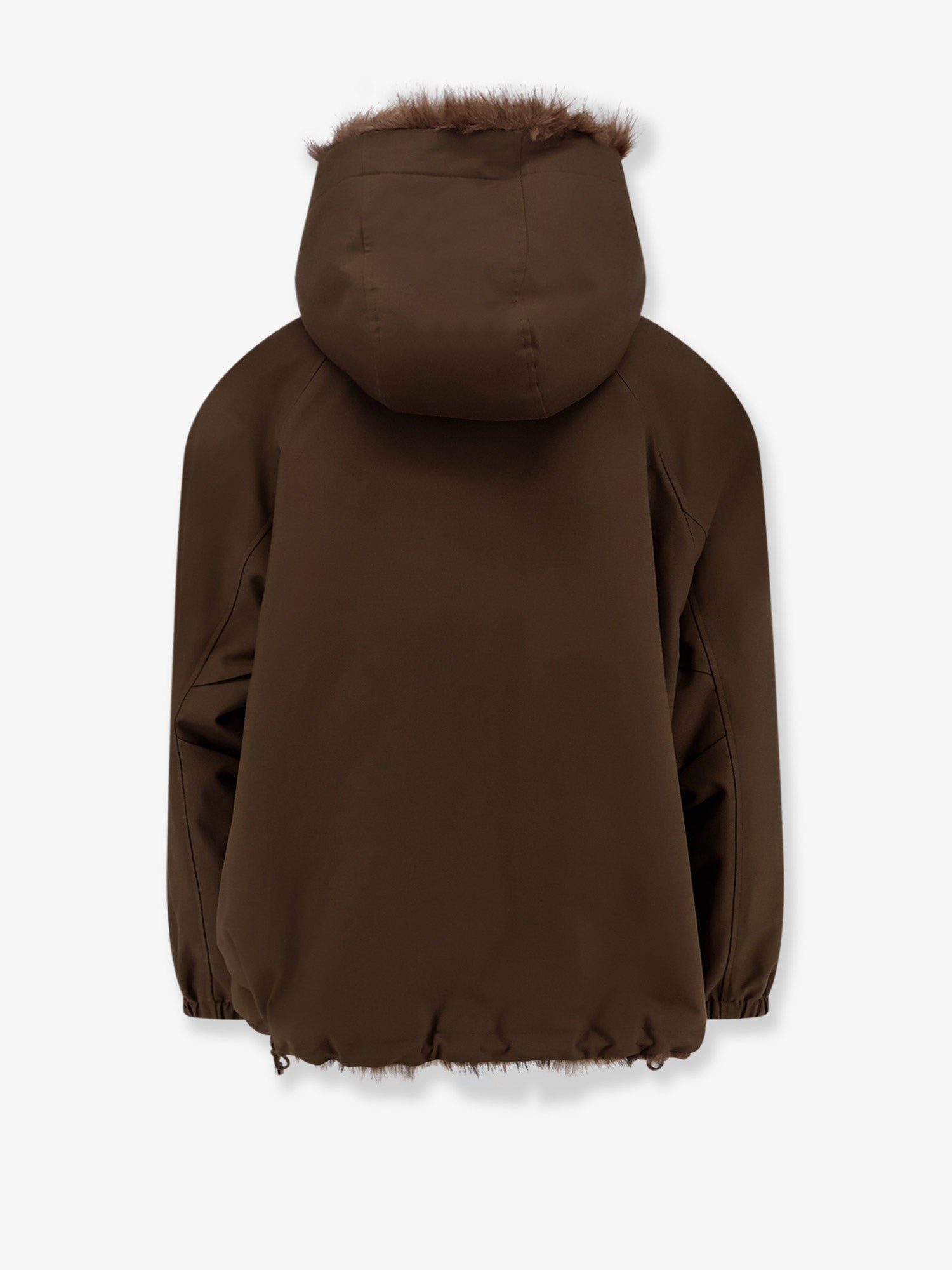 Faux fur jacket with nylon inserts - Image 2