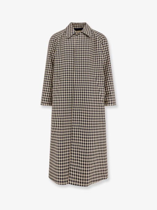 Wool and cotton coat with Vichy motif