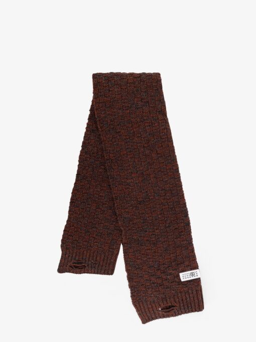 Wool blend scarf with distressed effect