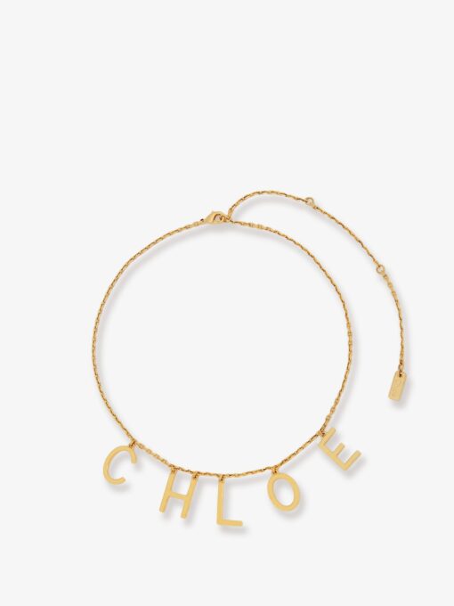 Chloé Letters brass necklace