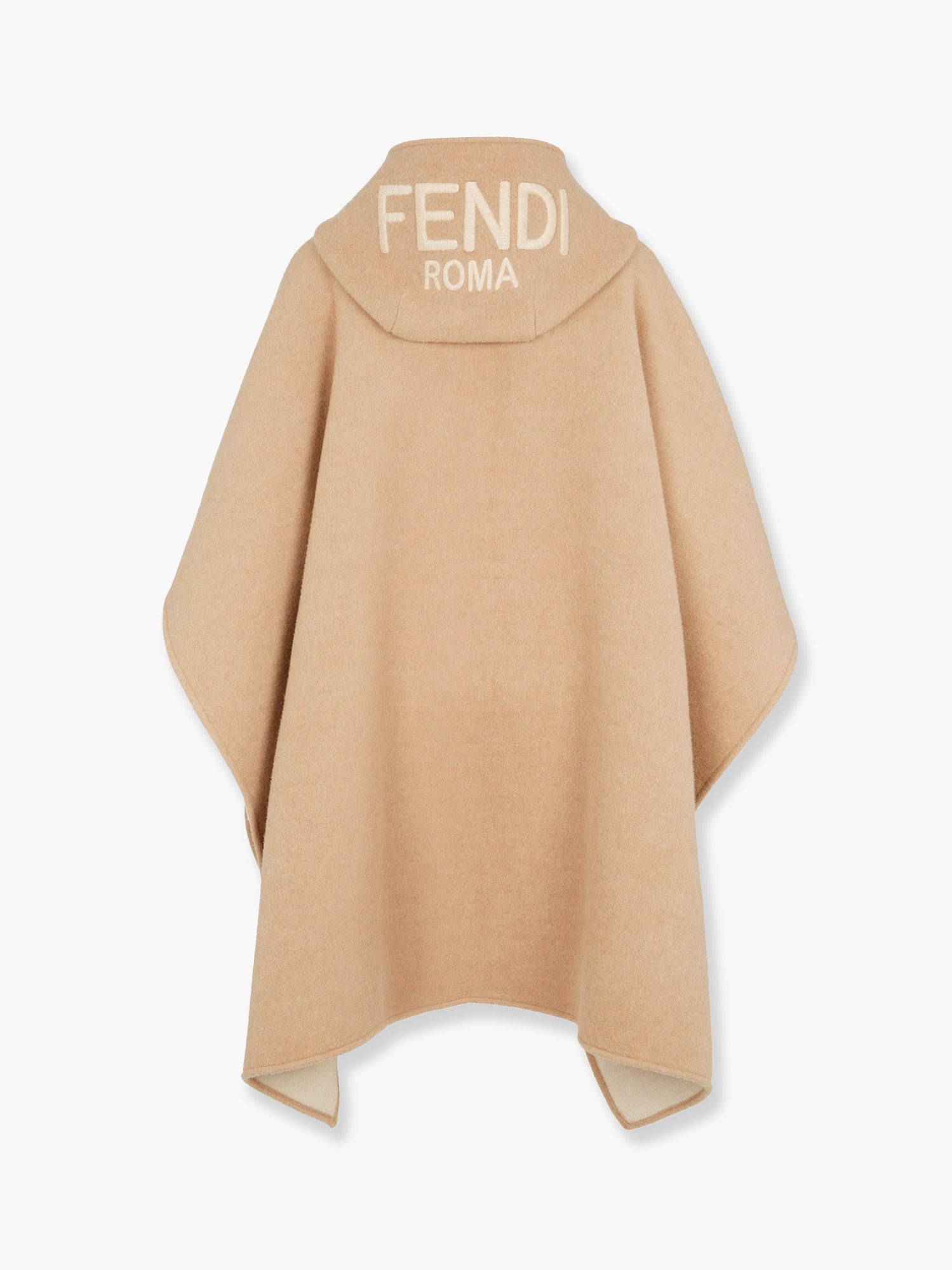 Wool and cashmere poncho with leather profiles - Image 2