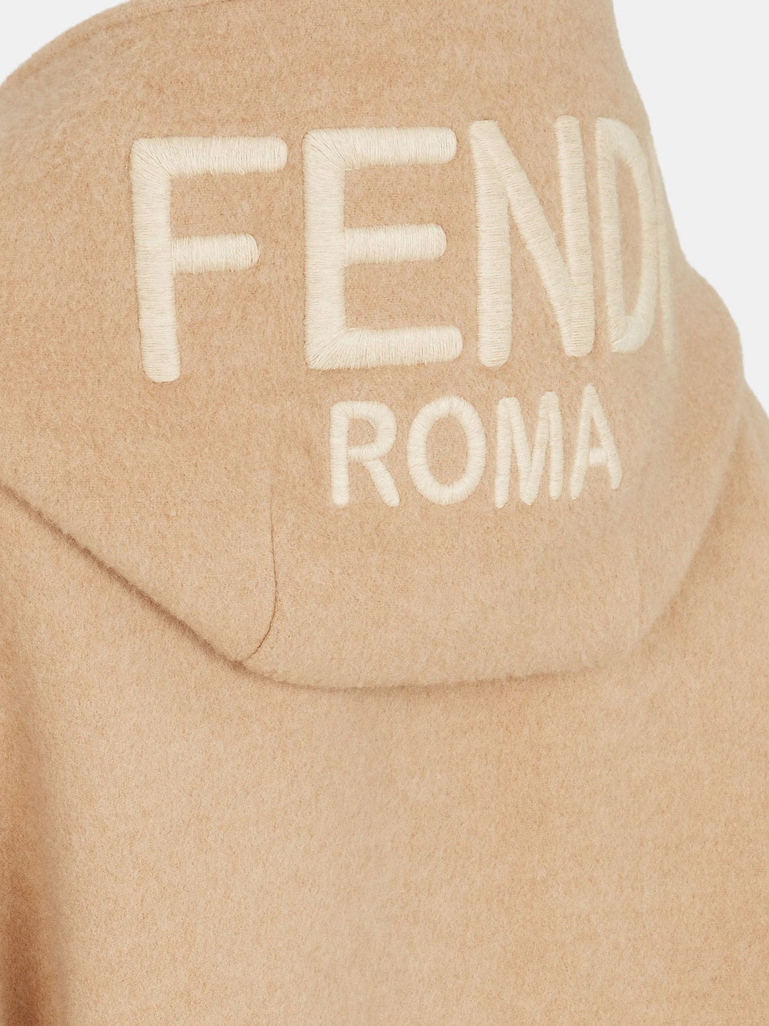 Wool and cashmere poncho with leather profiles - Image 3
