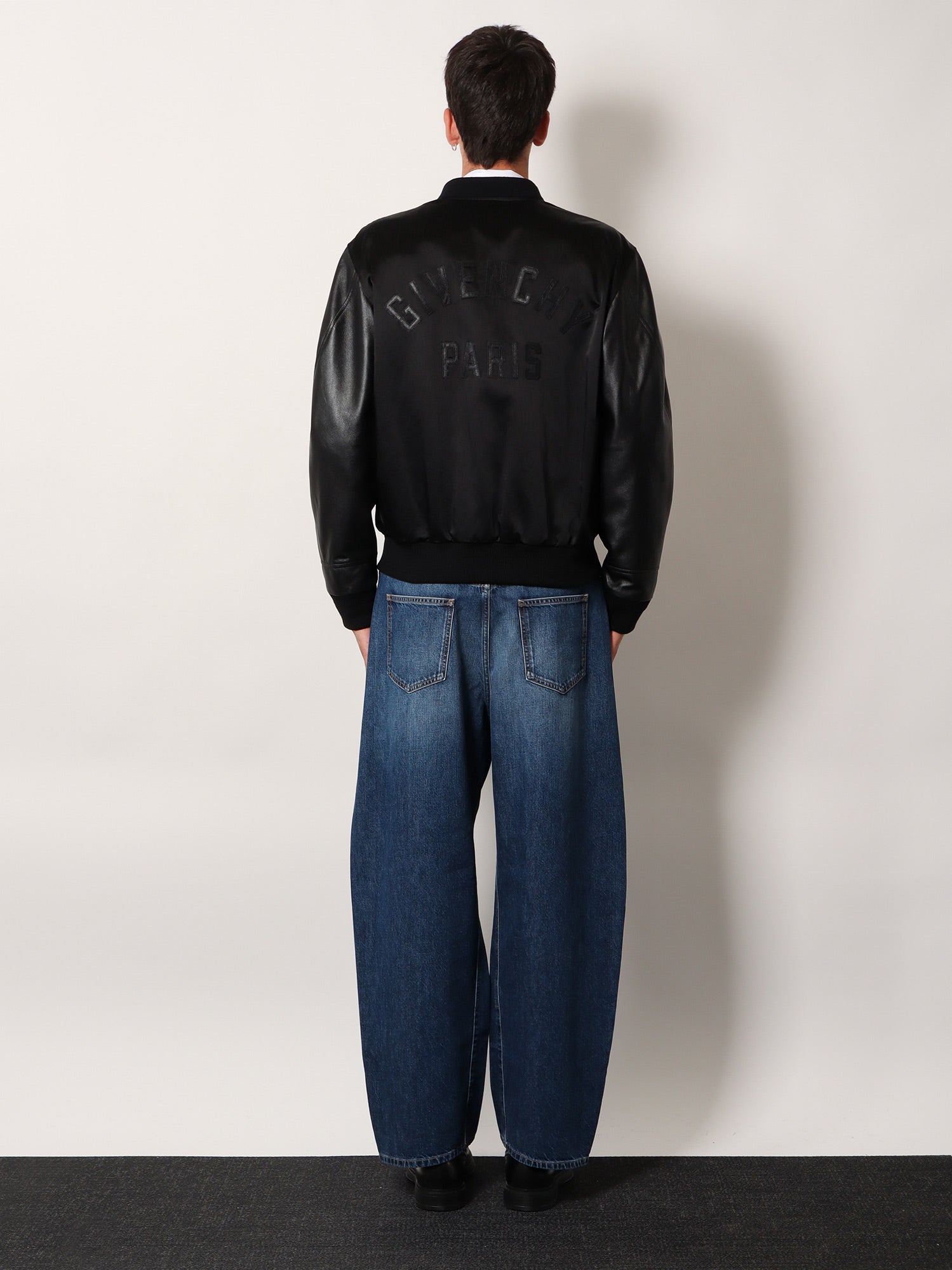 Cotton and nylon jacket with leather sleeves - Image 3