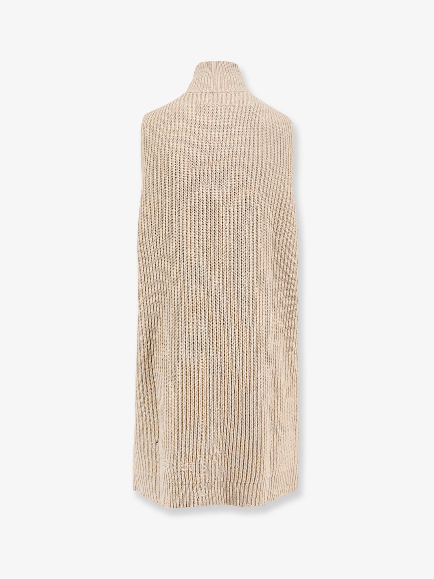 Sleeveless long wool blend cardigan with distressed effect - Image 2