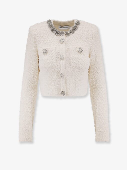 Cotton blend cardigan with rhinestones
